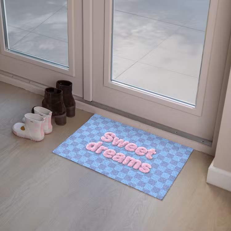 Deurmat - Sweet dreams - Vierkanten - Roze - Blauw — 8
