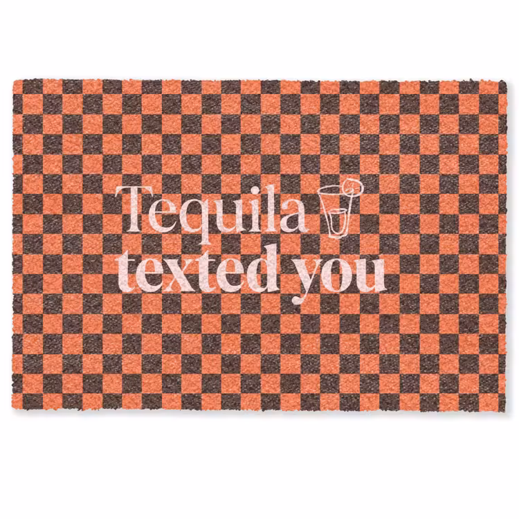 Deurmat - Tequila texted you - Glas - Vierkanten - Oranje — 1