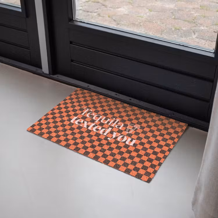 Deurmat - Tequila texted you - Glas - Vierkanten - Oranje — 2