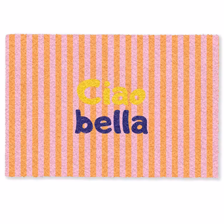 Deurmat - Verticaal - Strepen - Oranje - Ciao bella — 1