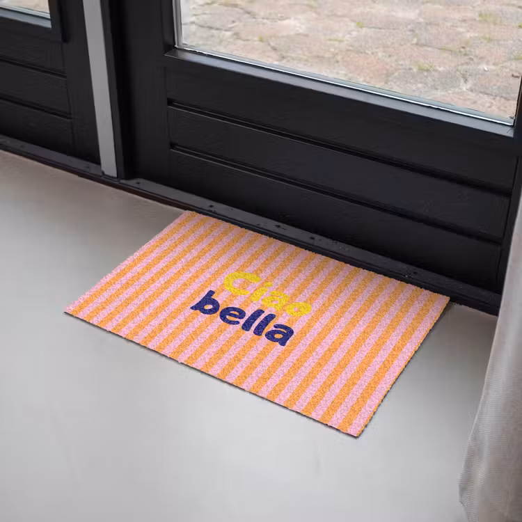 Deurmat - Verticaal - Strepen - Oranje - Ciao bella — 2