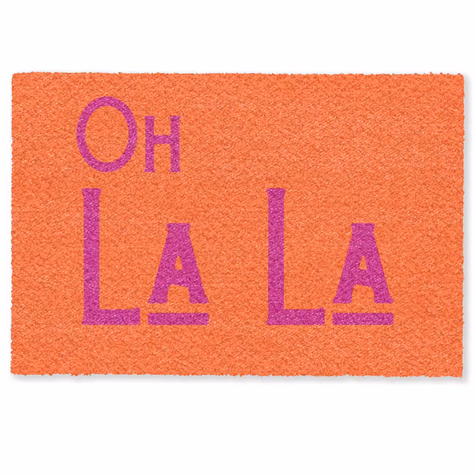 Deurmat - Oh la la - Oranje - Roze - Scheeflettertype — 1