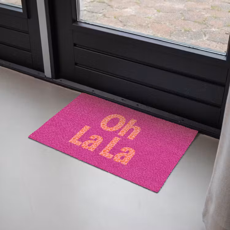 Deurmat - Oh la la - Luipaardprint - Roze — 2