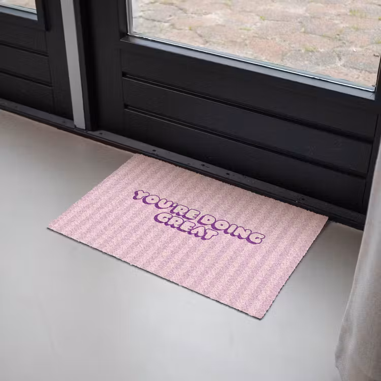 Deurmat - Paars - Strepen - You're doing great - Schaduw — 2