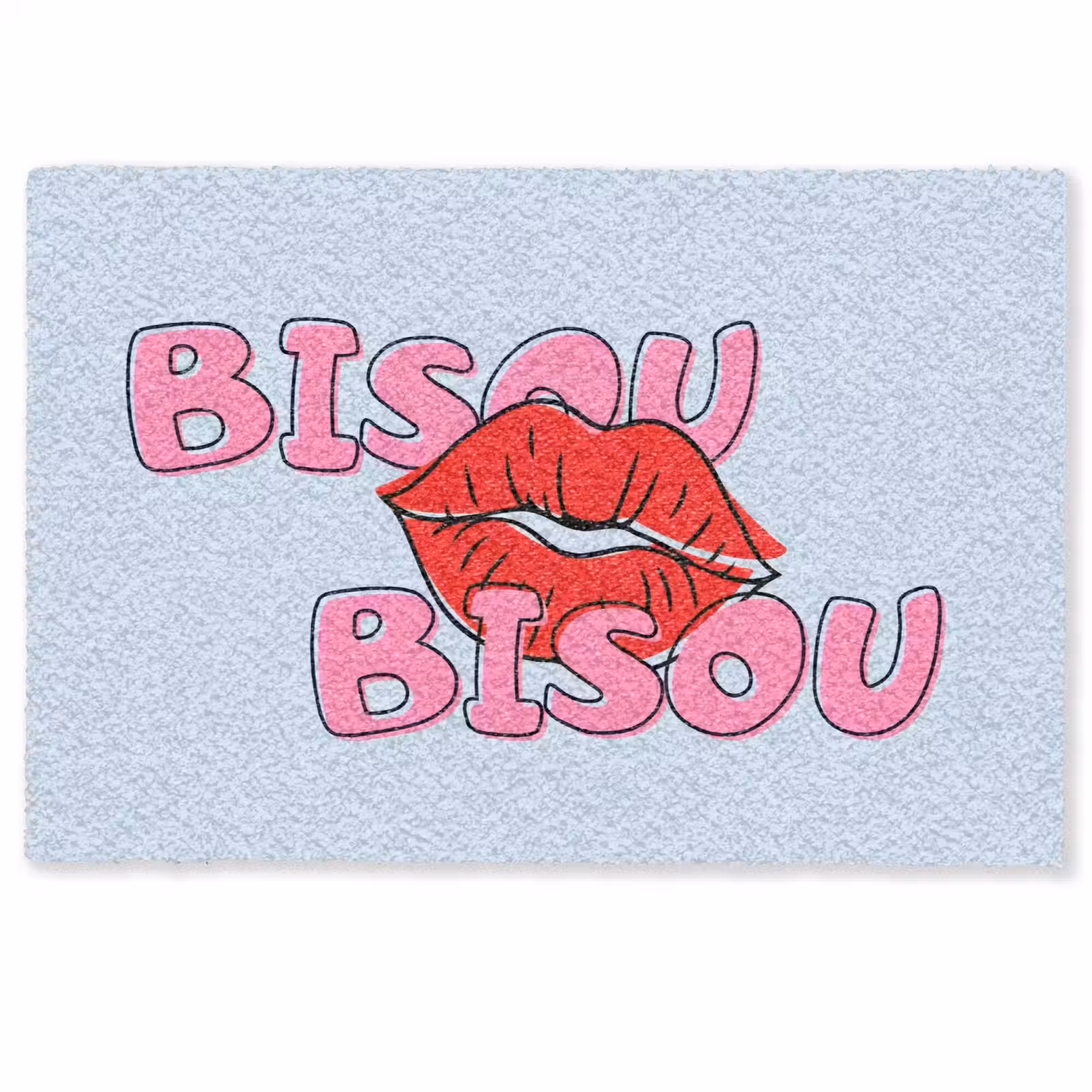 Deurmat - Bisou - Blauw - Roze - Lippen — 1