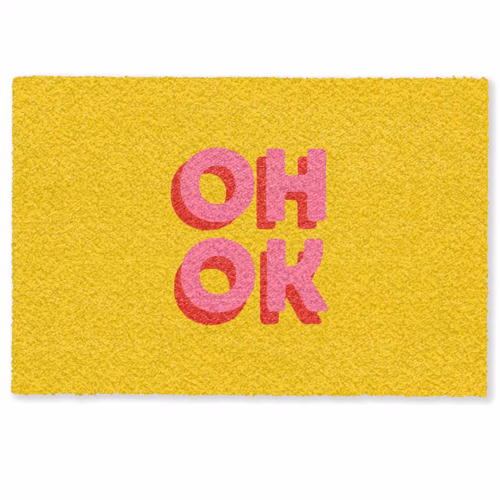 Deurmat - Oh ok - 3D - Geel - Roze — 1