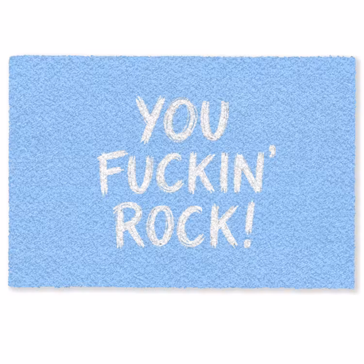 Deurmat - Blauw - Wit - You fuckin rock — 1