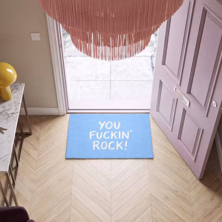 Deurmat - Blauw - Wit - You fuckin rock — 4