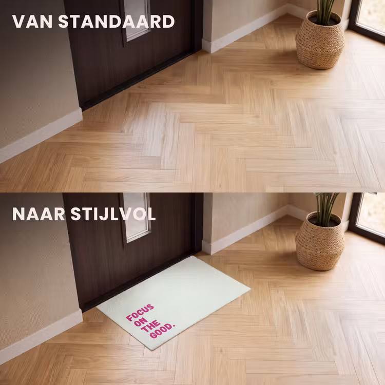 Deurmat - Focus on the good - Beige - Roze — 3