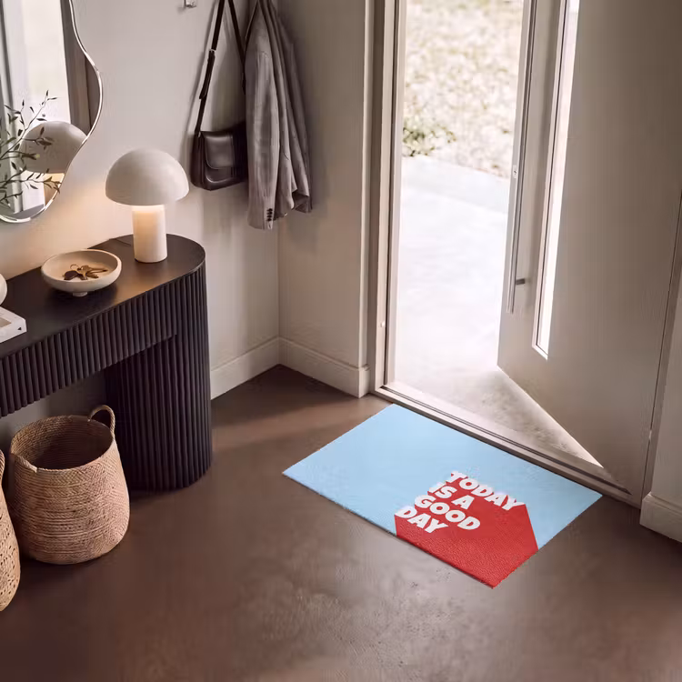 Deurmat - Today is a good day - Rood - lichtblauw — 8