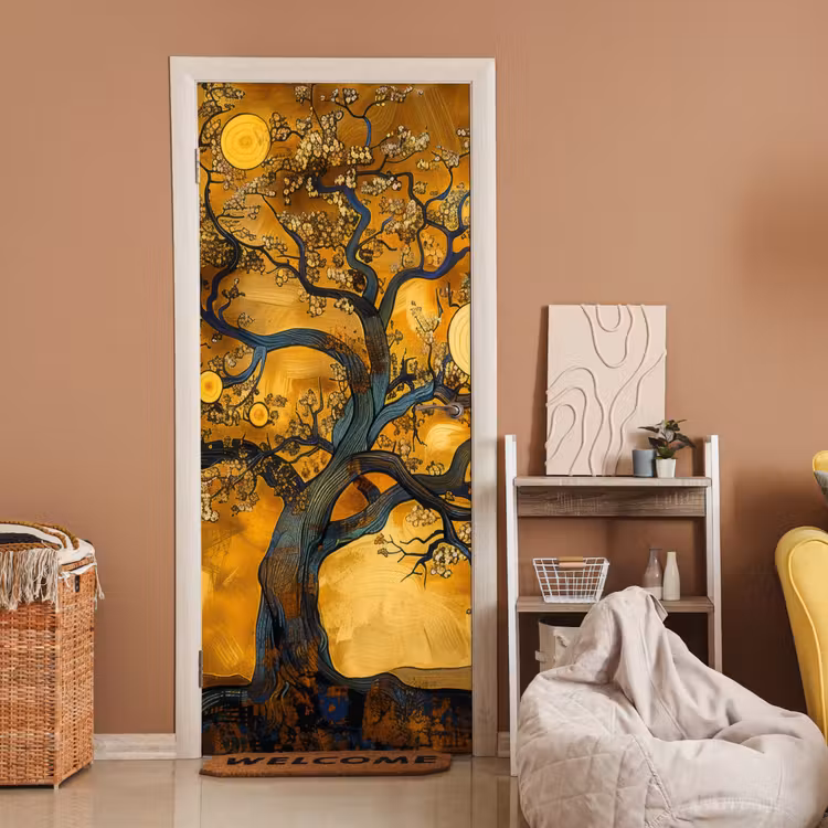 Deursticker - Boom - Levensboom - Abstract - Goud — 2