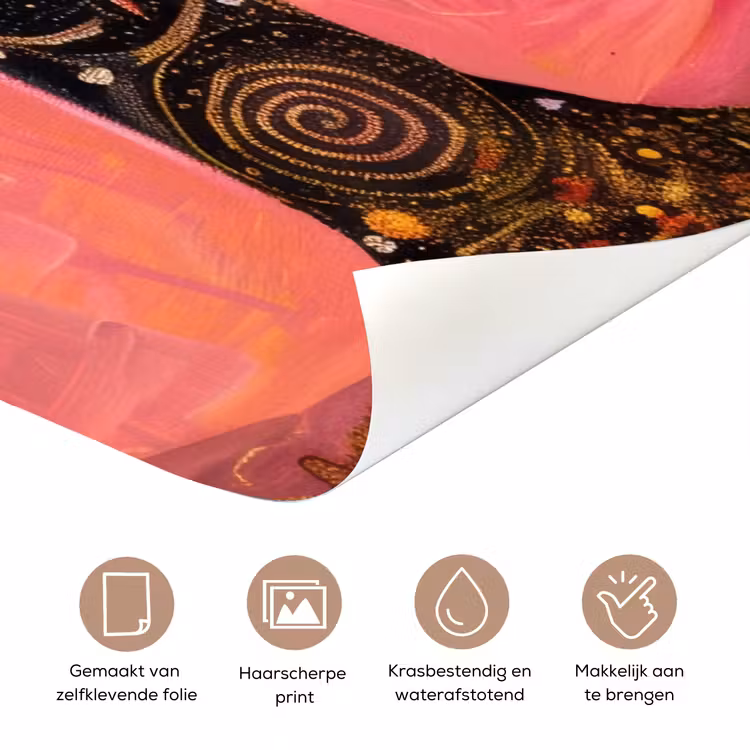 Deursticker - Boom - Levensboom - Roze - Goud — 3