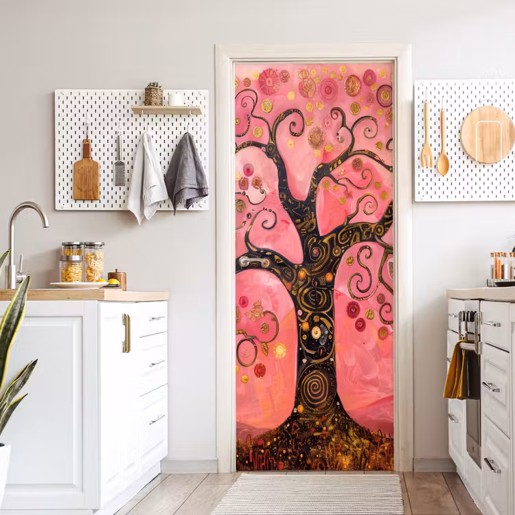 Deursticker - Boom - Levensboom - Roze - Goud — 7