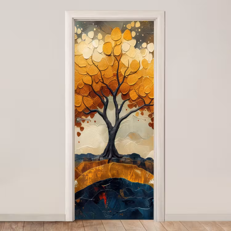 Deursticker - Boom - Natuur - Goud - Modern — 1
