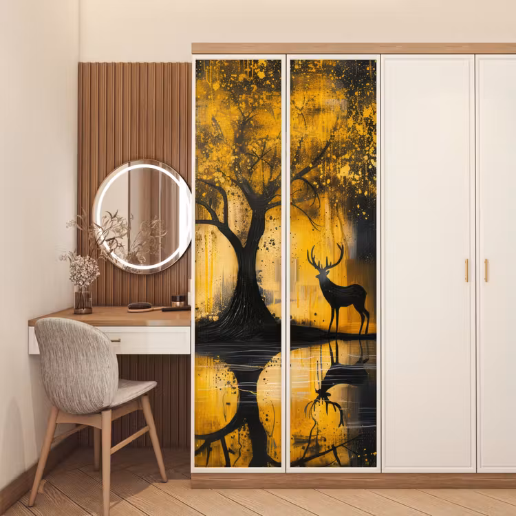 Deursticker - Boom - Verflook - Hert - Natuur - Goud — 5