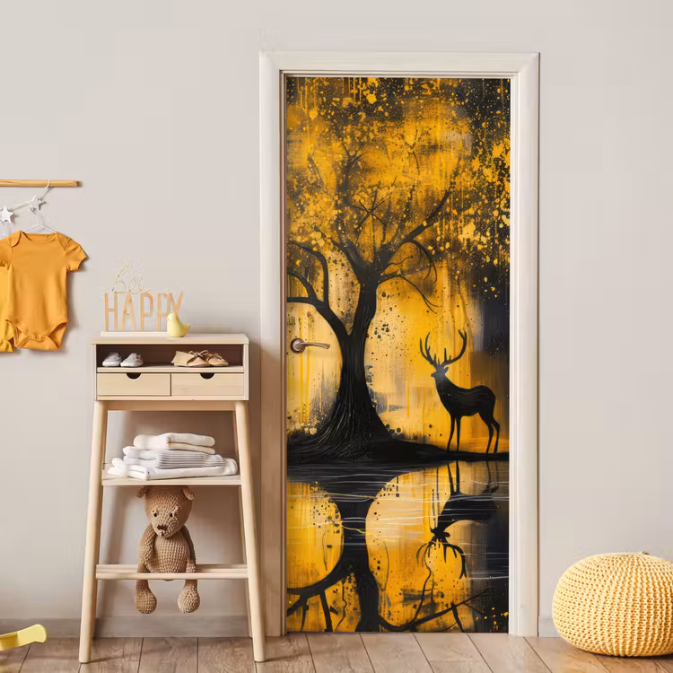 Deursticker - Boom - Verflook - Hert - Natuur - Goud — 6
