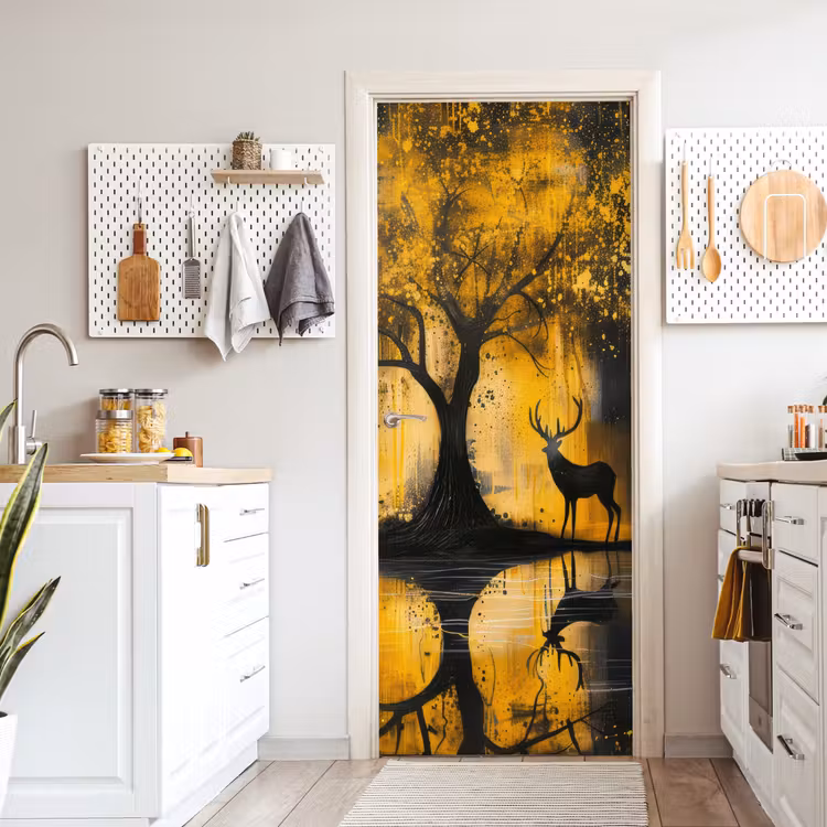 Deursticker - Boom - Verflook - Hert - Natuur - Goud — 7