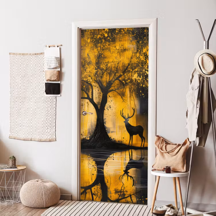 Deursticker - Boom - Verflook - Hert - Natuur - Goud — 8