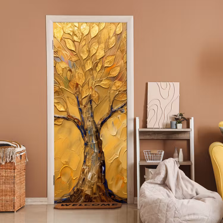 Deursticker - Goud - Boom - Abstract - Modern — 2