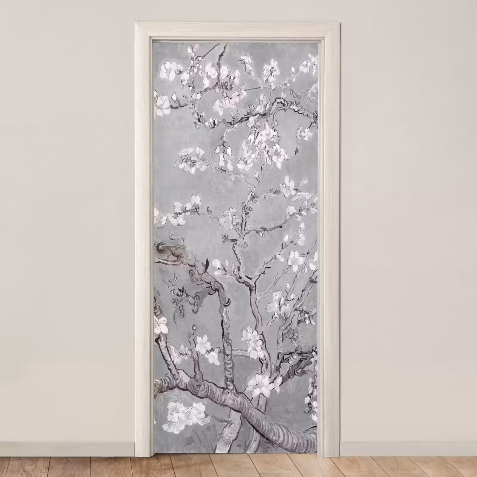 Deursticker - Amandelbloesem - Kunst - Van Gogh - Grijs — 1