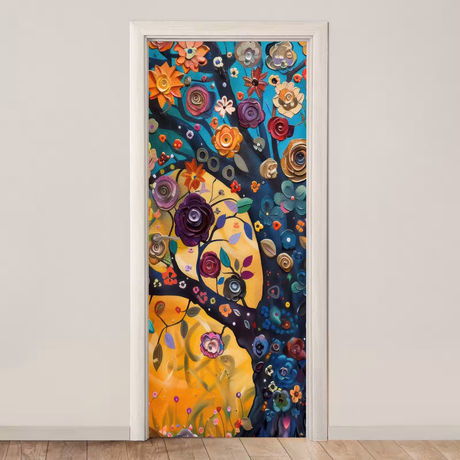 Deursticker - Boom - Levensboom - Kleurrijk - Bloemen - Modern — 1