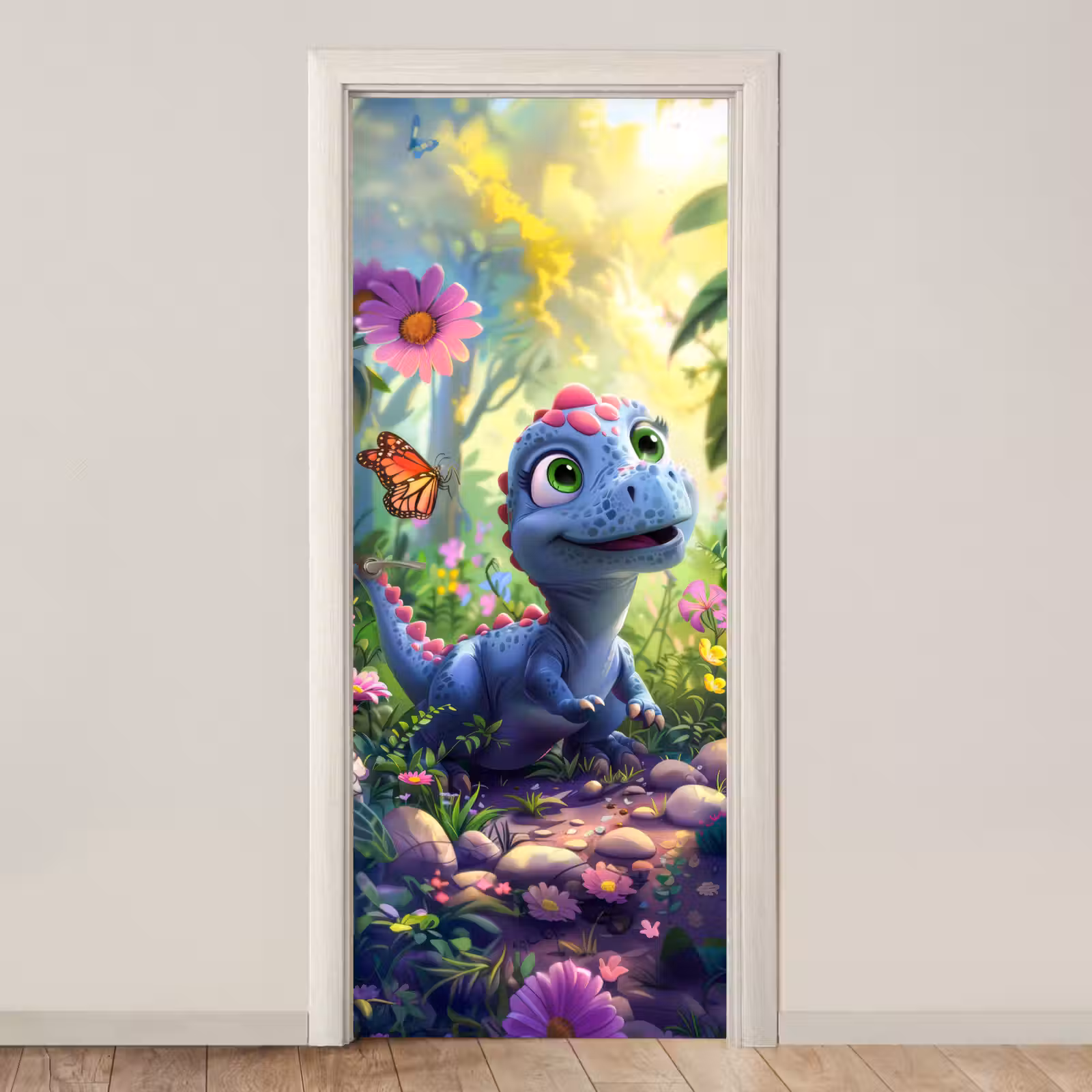 Deursticker - Dino - Paars - Baby - Dinosaurus — 1