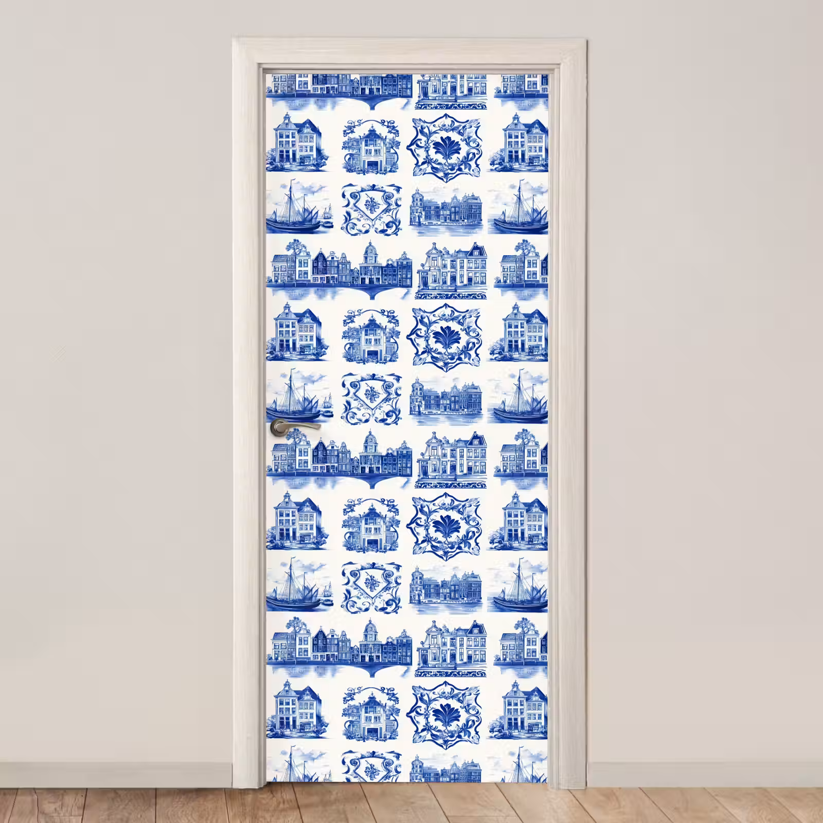 Deursticker - Huizen - Schepen - Blauw — 1