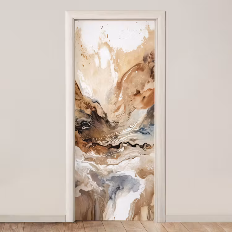 Deursticker - Abstract - Kunst - Verf - Beige - Modern — 1