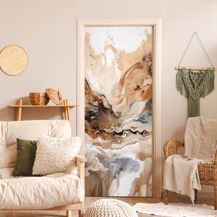 Deursticker - Abstract - Kunst - Verf - Beige - Modern — 4