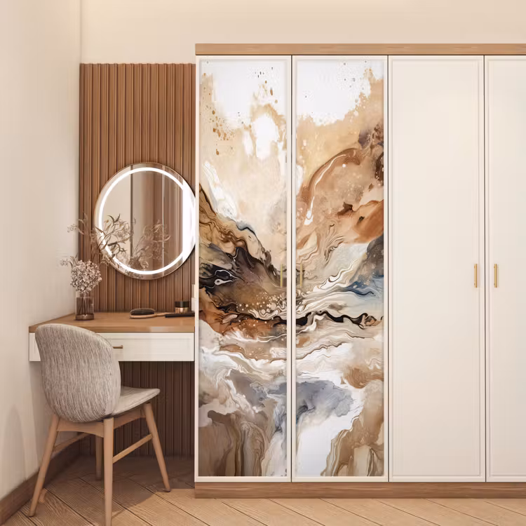 Deursticker - Abstract - Kunst - Verf - Beige - Modern — 5