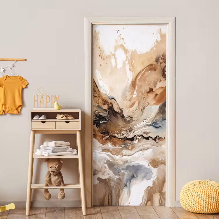 Deursticker - Abstract - Kunst - Verf - Beige - Modern — 6