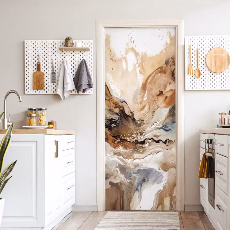 Deursticker - Abstract - Kunst - Verf - Beige - Modern — 7