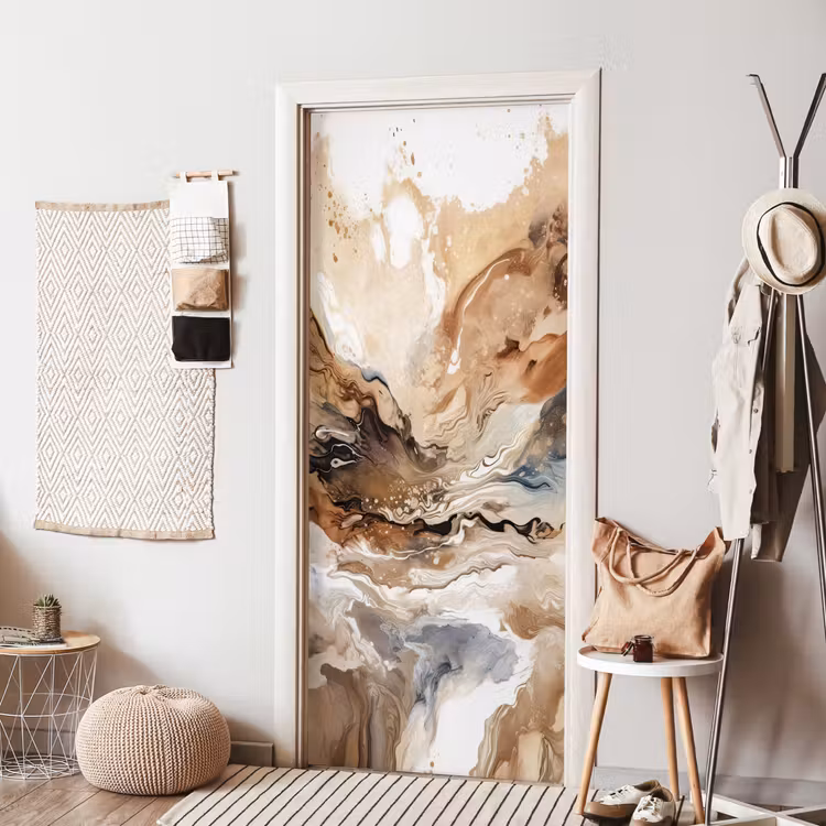 Deursticker - Abstract - Kunst - Verf - Beige - Modern — 8