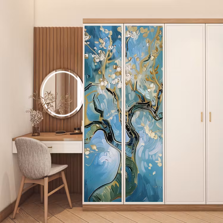 Deursticker - Amandelbloesem boom - Blauw - Abstract — 5
