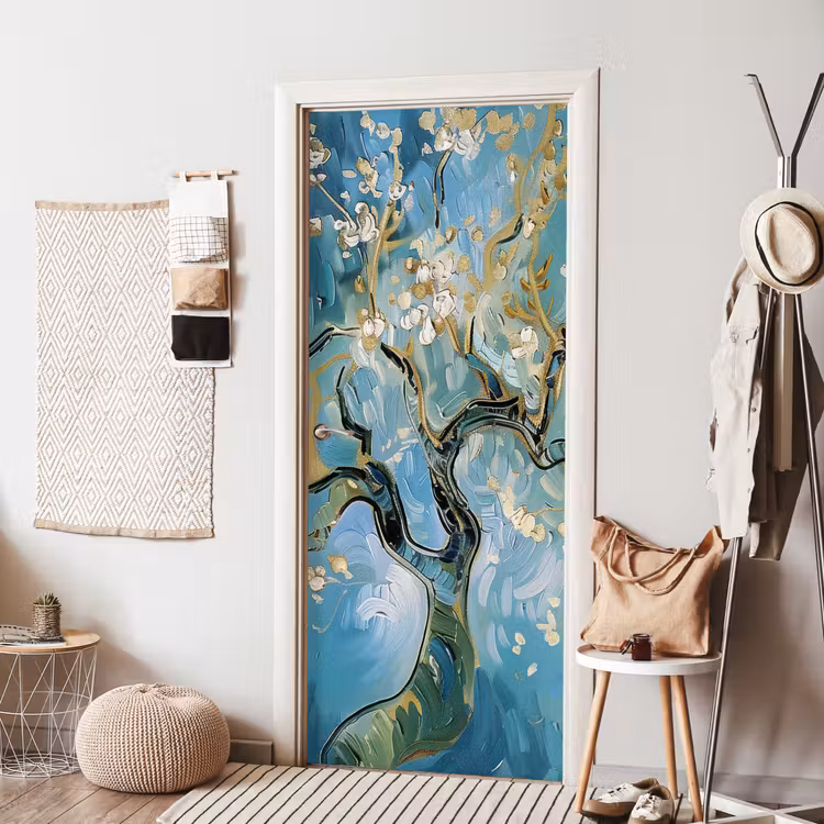 Deursticker - Amandelbloesem boom - Blauw - Abstract — 8