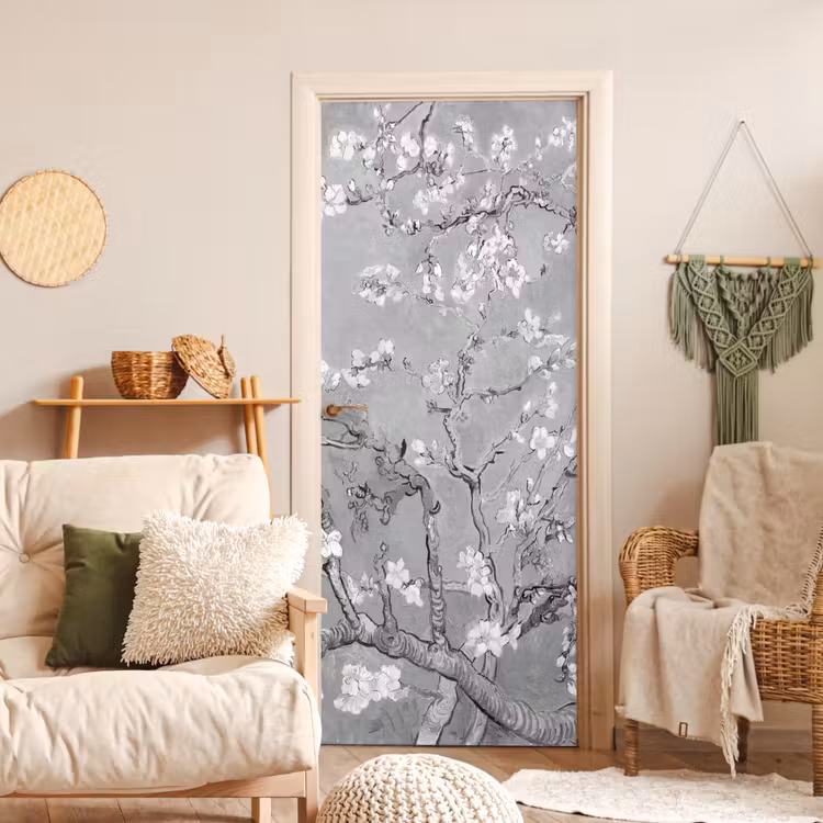 Deursticker - Amandelbloesem - Kunst - Van Gogh - Grijs — 4