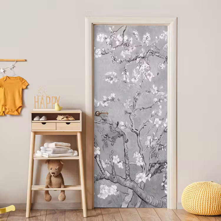 Deursticker - Amandelbloesem - Kunst - Van Gogh - Grijs — 6