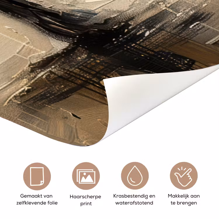 Deursticker - Beige - Abstract - Boom - Goud — 3