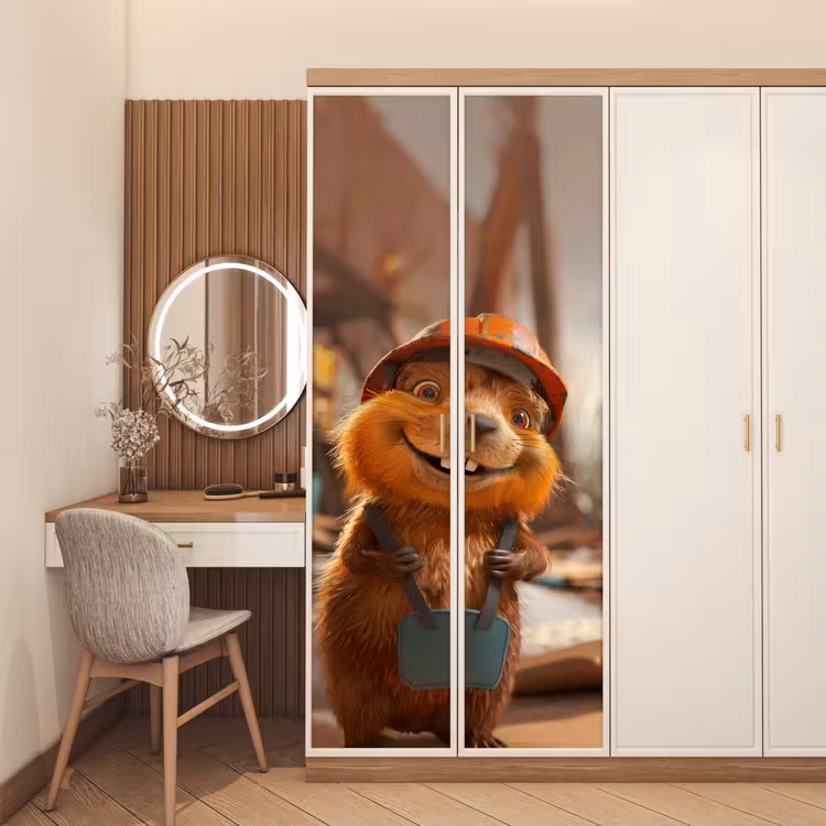 Deursticker - Bever - Bouw - Bouwhelm - Dier — 5