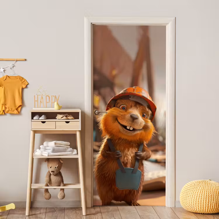 Deursticker - Bever - Bouw - Bouwhelm - Dier — 6