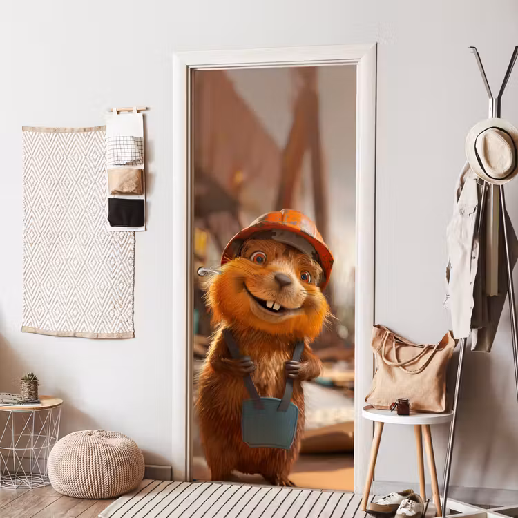 Deursticker - Bever - Bouw - Bouwhelm - Dier — 8
