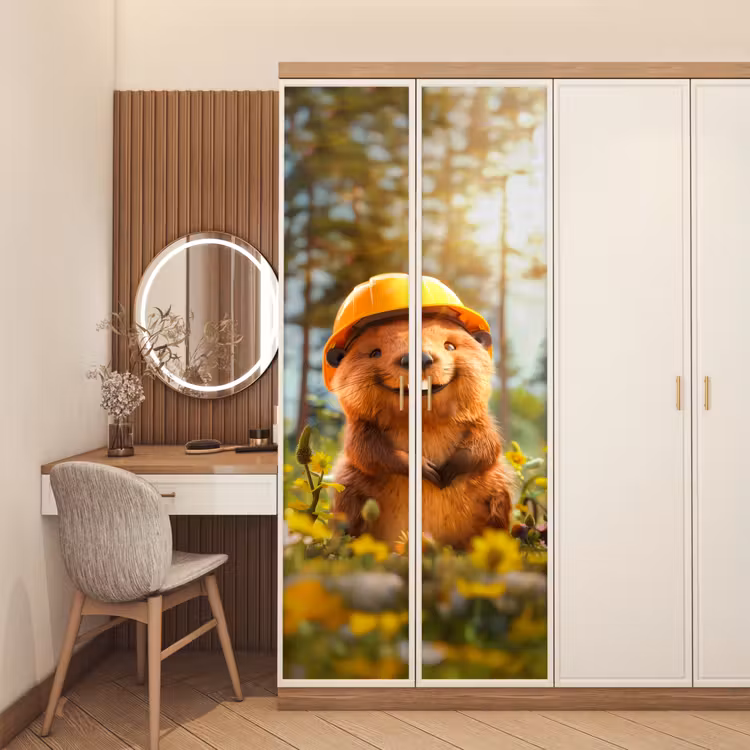 Deursticker - Bever - Dier - Bouwhelm - Natuur — 5
