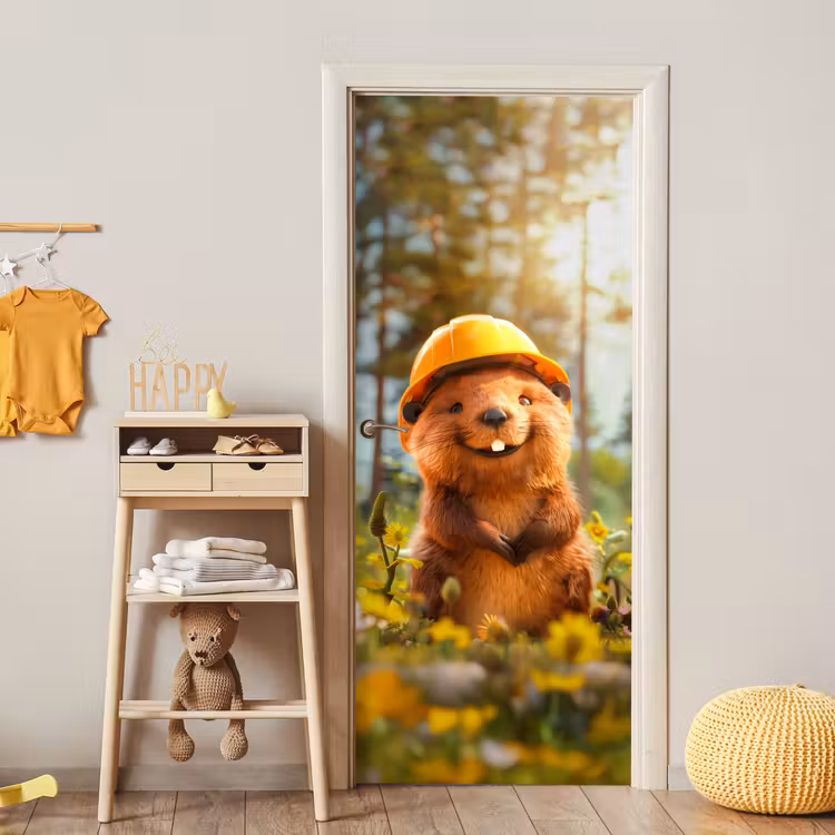 Deursticker - Bever - Dier - Bouwhelm - Natuur — 6