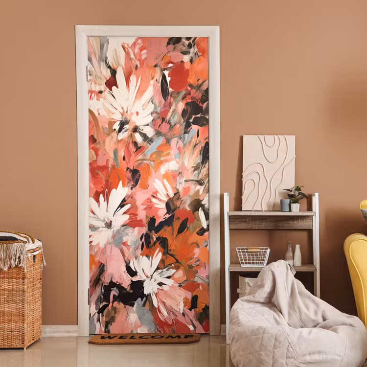 Deursticker - Bloemen - Kunst - Abstract - Verf — 2