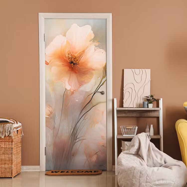 Deursticker - Bloemen - Pastel - Kunst - Klaprozen - Watercolor — 2