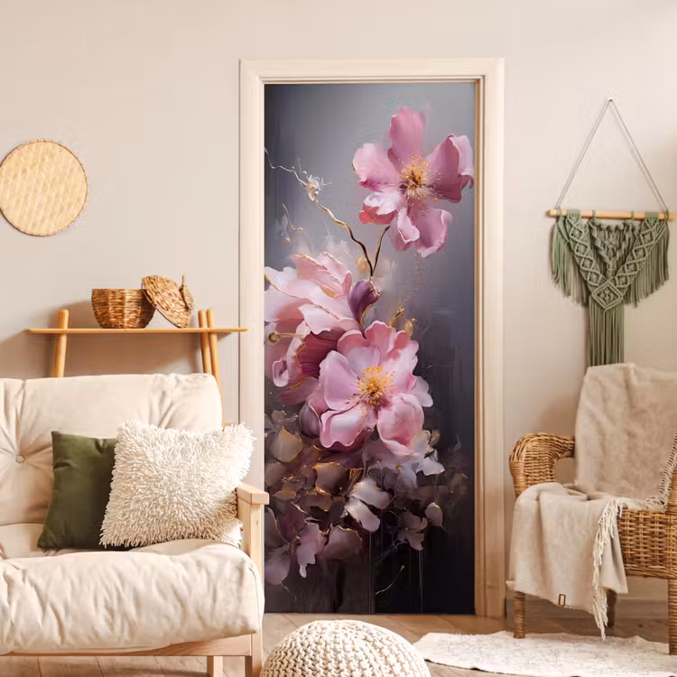 Deursticker - Bloemen - Roze - Stilleven - Kunst — 4