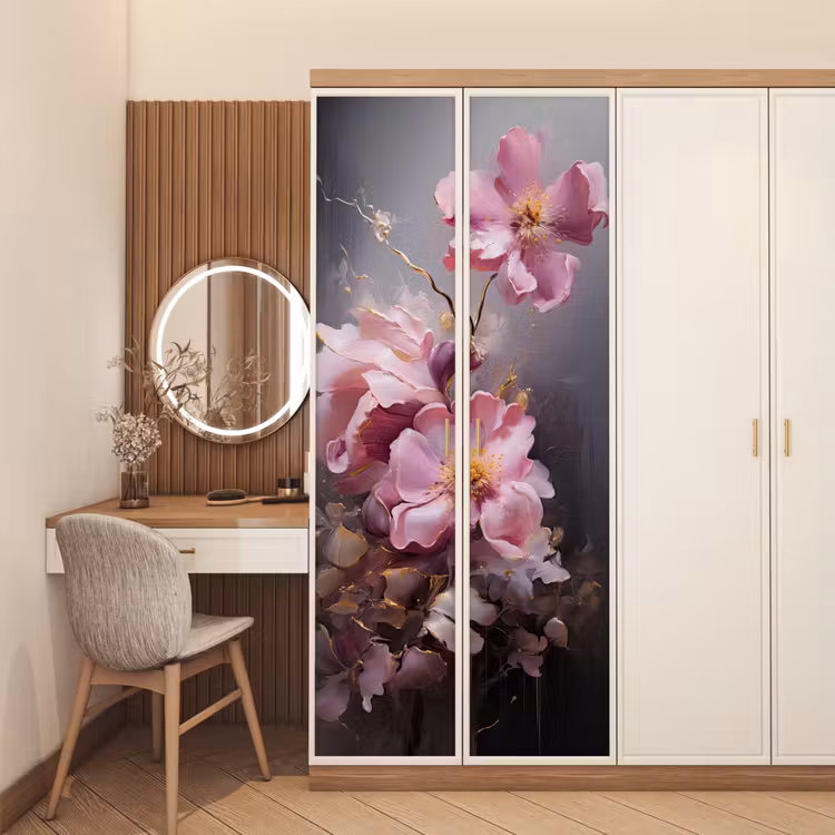 Deursticker - Bloemen - Roze - Stilleven - Kunst — 5