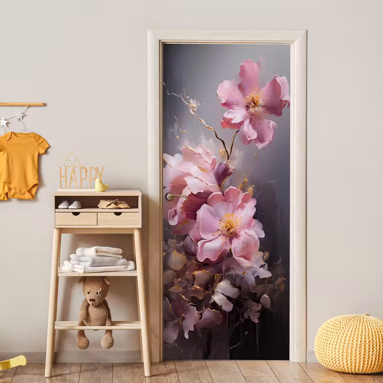 Deursticker - Bloemen - Roze - Stilleven - Kunst — 6