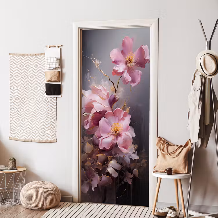 Deursticker - Bloemen - Roze - Stilleven - Kunst — 8