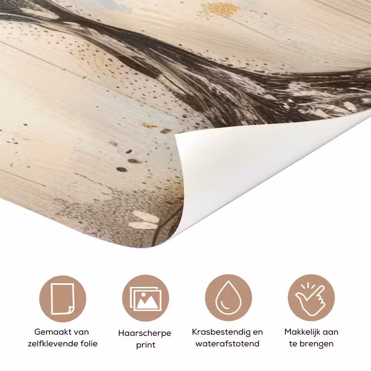 Deursticker - Boom - Beige - Goud - Verflook - Grijs — 3